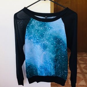 Full Tilt Small Blue Galaxy Sheer Long Sleeve